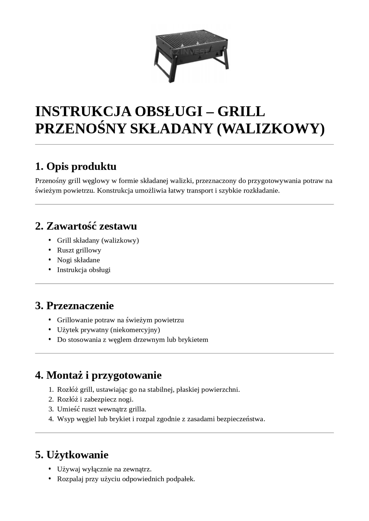 Składany przenośny grill węglowy na kemping 🔥