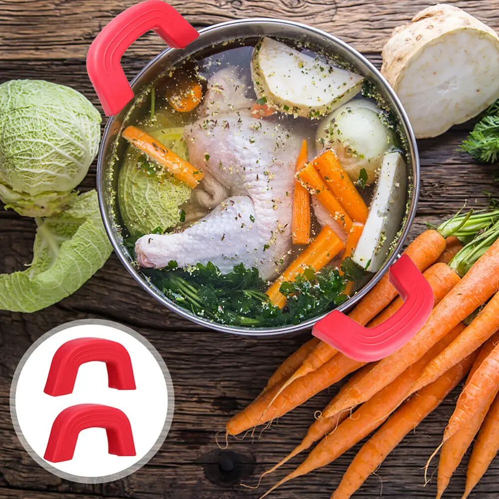 2pcs Silicone Handle Holder Cookware Holders Cover Oven Mitts Heat Resistant Pot Sleeve Grip for Frying Cast Iron Skillet Pan