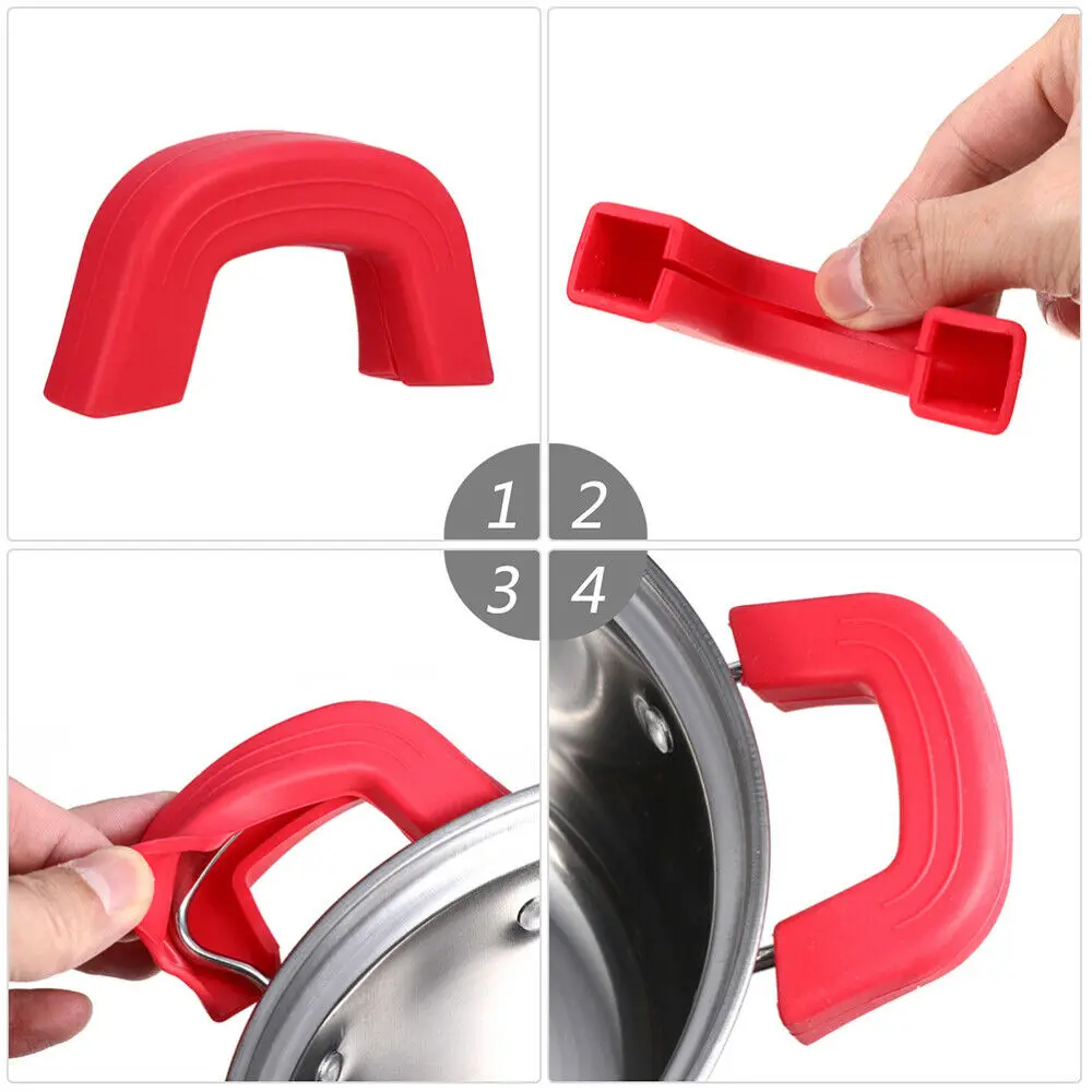 2pcs Silicone Handle Holder Cookware Holders Cover Oven Mitts Heat Resistant Pot Sleeve Grip for Frying Cast Iron Skillet Pan