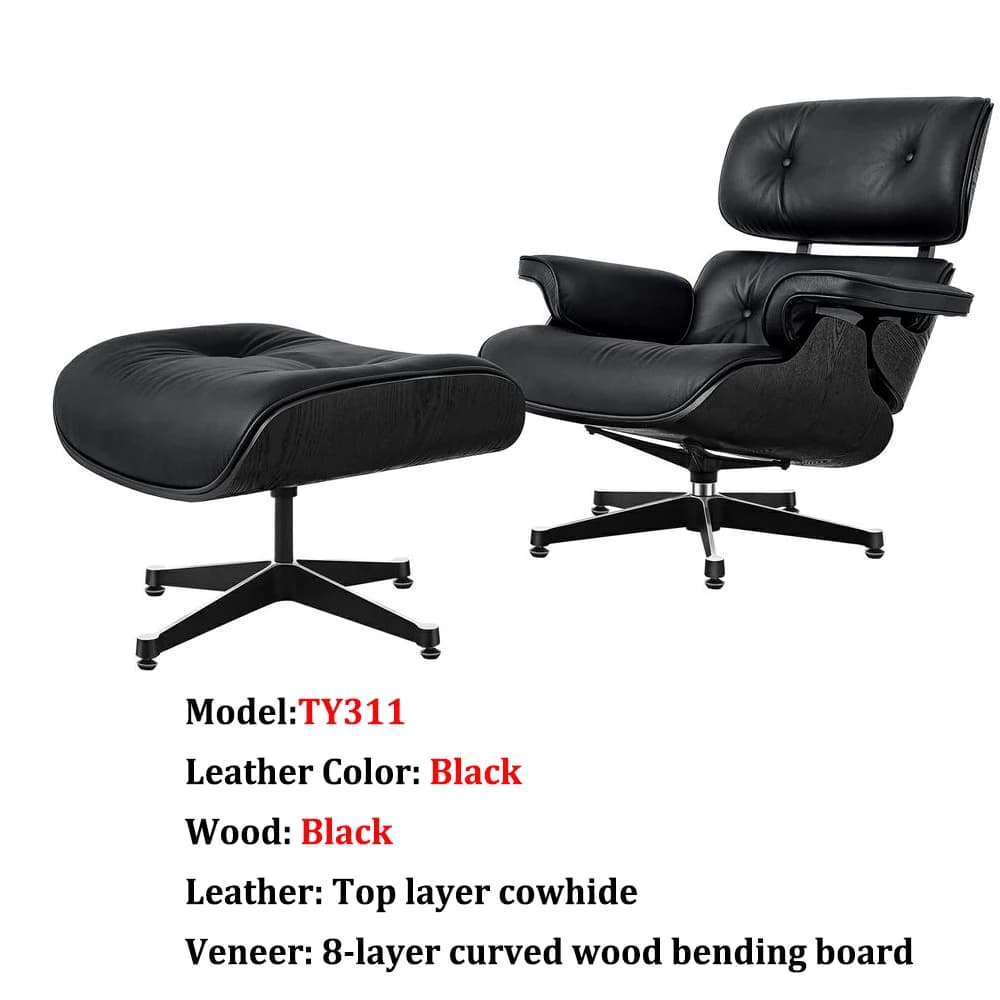 Rozkładany fotel ze skóry licowej z podnóżkiem 🛋️