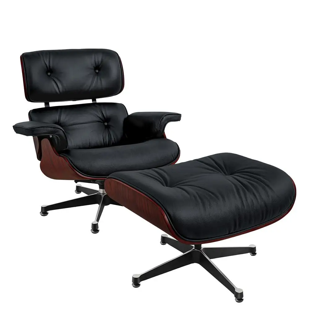 Rozkładany fotel ze skóry licowej z podnóżkiem 🛋️