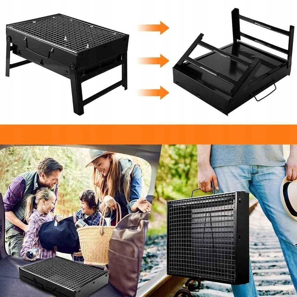 Składany przenośny grill węglowy na kemping 🔥