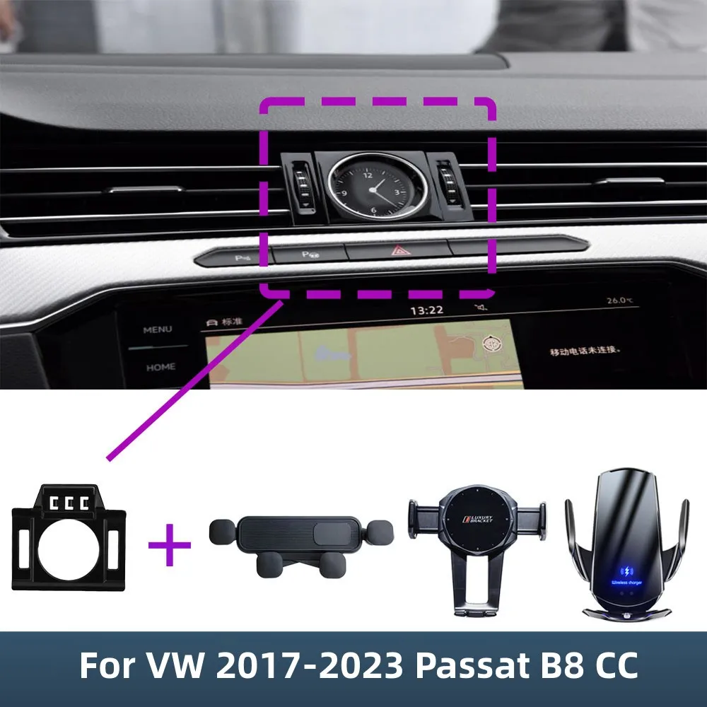 For Volkswagen VW Passat B8 2017 2018 2019 2020 2021 2022 2023 Car Phone Holder Special Fixed Bracket Base Wireless Charging