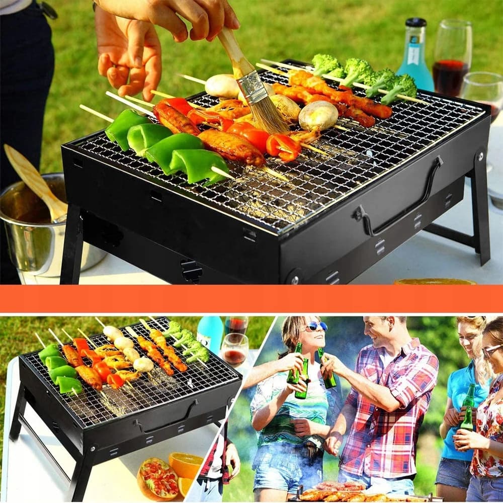 Składany przenośny grill węglowy na kemping 🔥