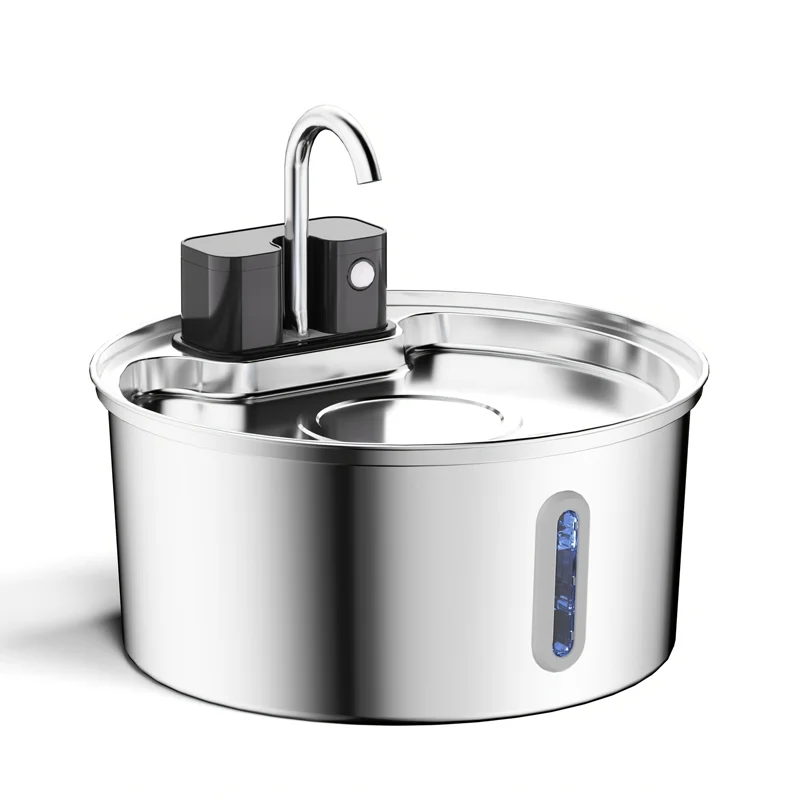 3.2L Wireless Stainless Steel Cat Water Fountain With 4000mAh Battery &amp; Sensor Automatic Filtration Pet Water Drinker Dispenser