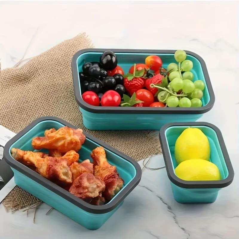 Zestaw 4 składanych silikonowych pojemników do mikrofalówki 🍱