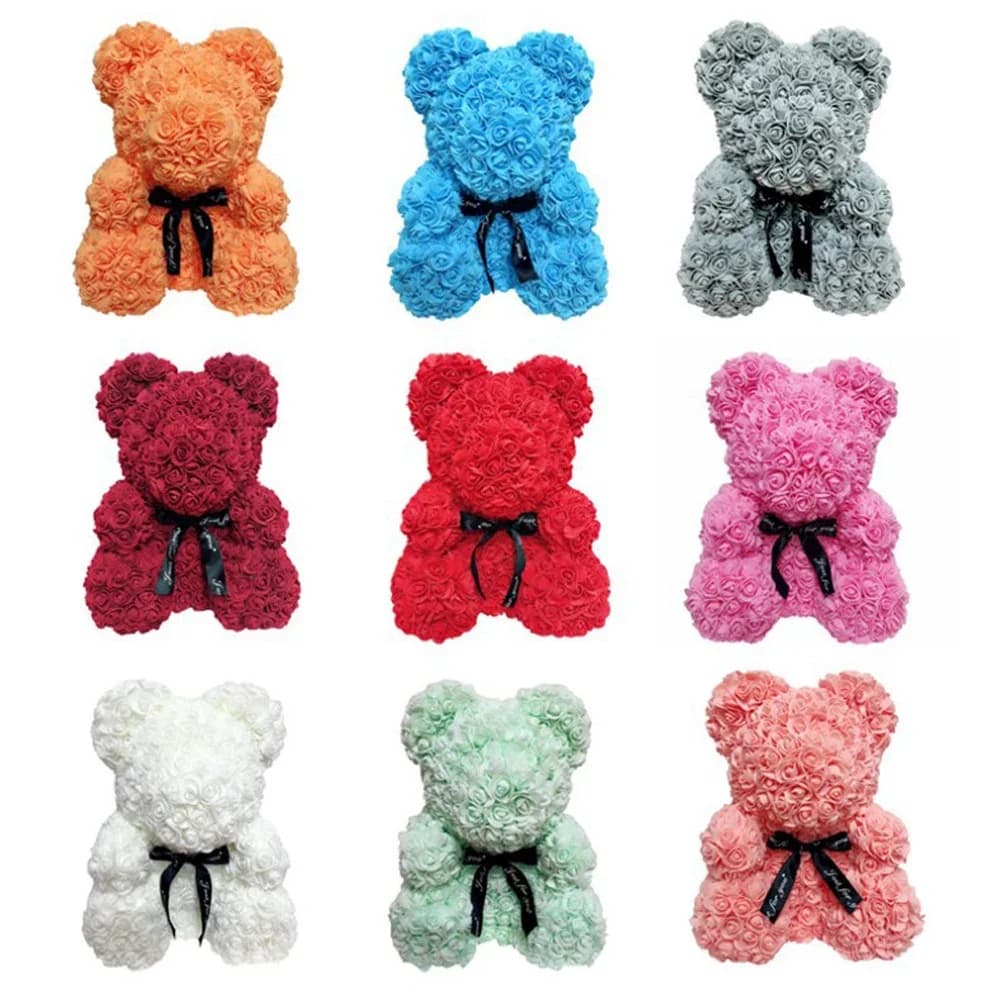 25/40cm Rose Bear Heart Artificial Flower Rose Teddy Bear for Women Valentine Wedding Birthday Christmas Gift DropShipping