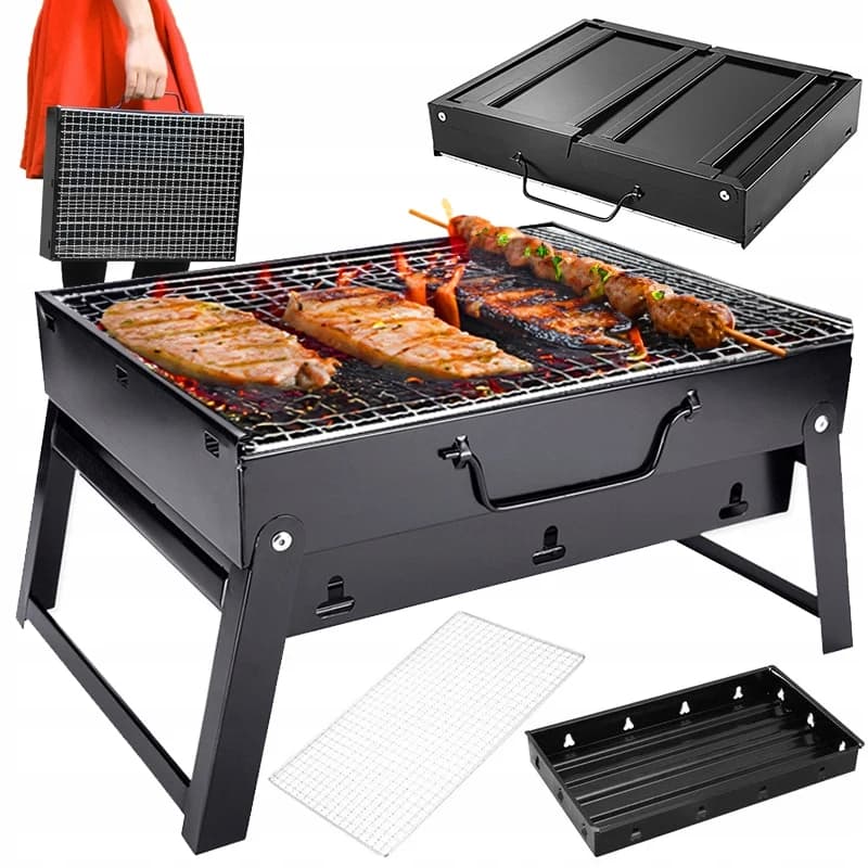 Składany przenośny grill węglowy na kemping 🔥