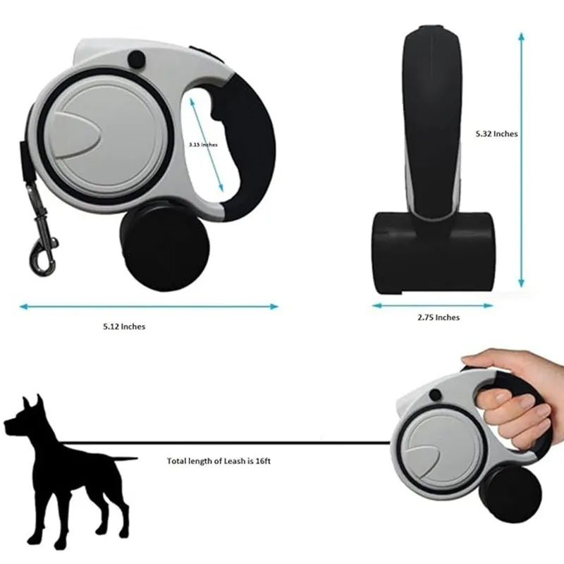 Automatyczna smycz psa z latarką i dozownikiem 🐾