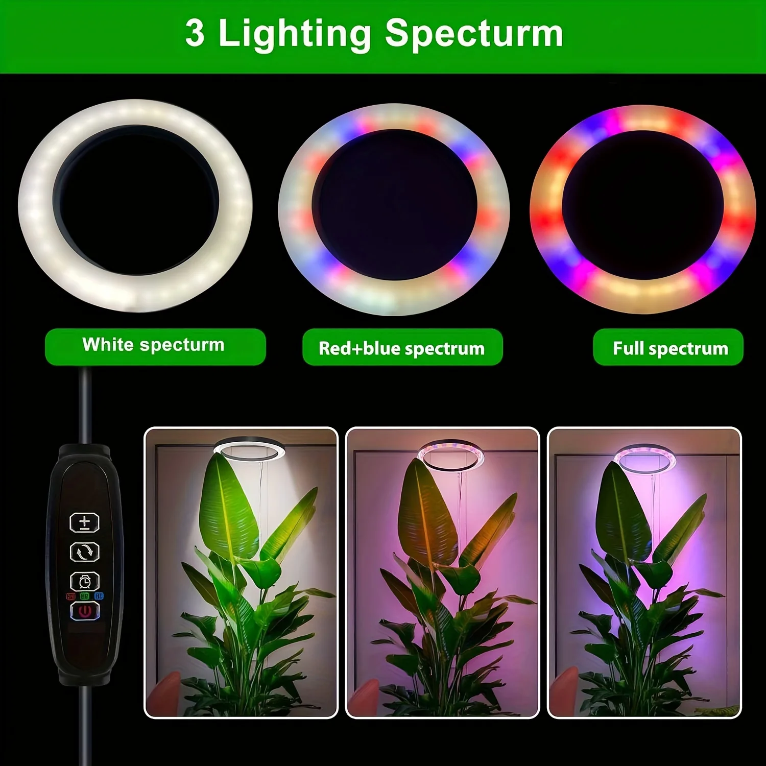 Teleskopowy pełnospektralny LED do 65 cali timer-ściemnianie 🌱